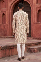 Mehndi colour kurta set with floral print