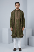 Mehndi colour kurta top and dupatta with embroidery