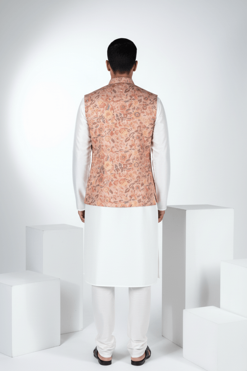 Brown colour printed floral design bundi