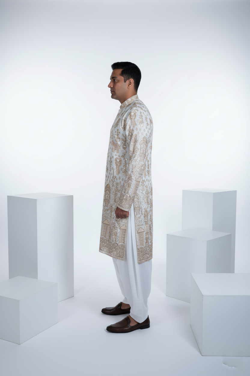 White kurta top with thread work and embroidery