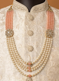 Multi layered groom's pearl and peach beaded mala