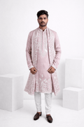 Lilac colour kurta with thread work and dupatta