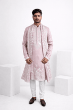 Lilac colour kurta with thread work and dupatta