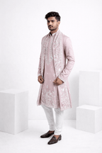 Lilac colour kurta with thread work and dupatta