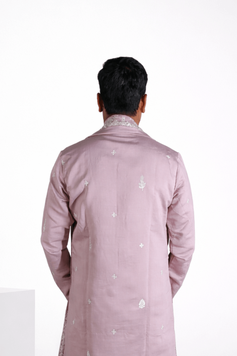 Lilac colour kurta with thread work and dupatta