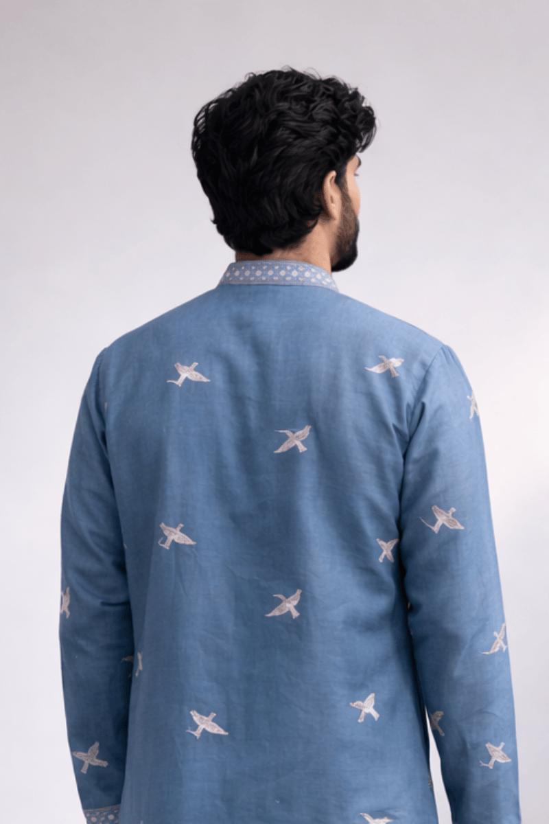 Grey colour kurta top with thread work