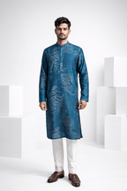 Blue colour kurta top with floral motifs
