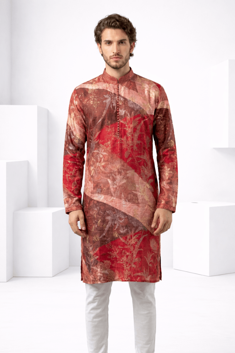 Maroon printed kurta top