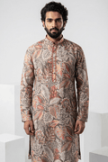Black colour kurta with allover floral printed design