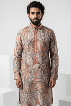 Black colour kurta with allover floral printed design