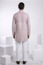 Lilac colour mirror work and embroidered kurta top