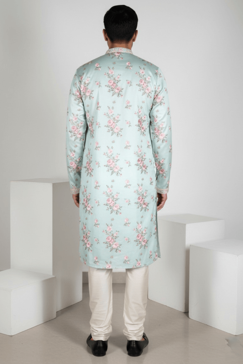 Floral work with embroidered kurta set