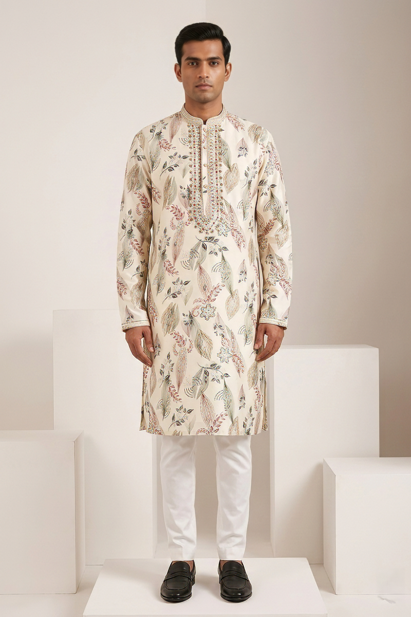 Mehndi colour kurta top with floral print