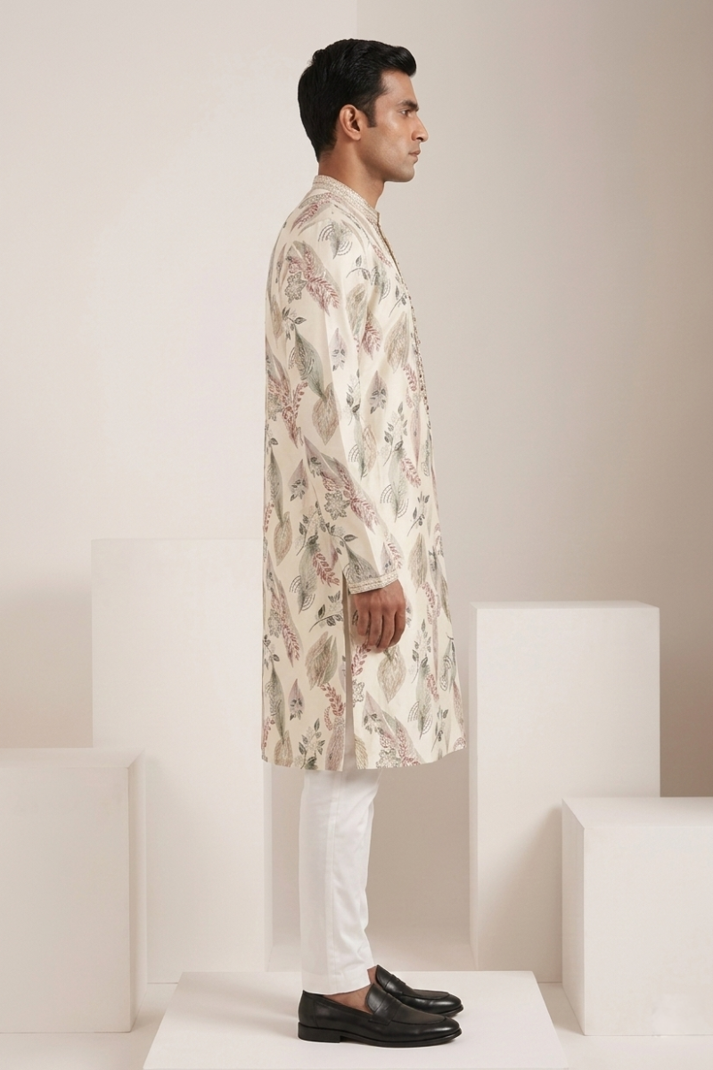 Mehndi colour kurta top with floral print