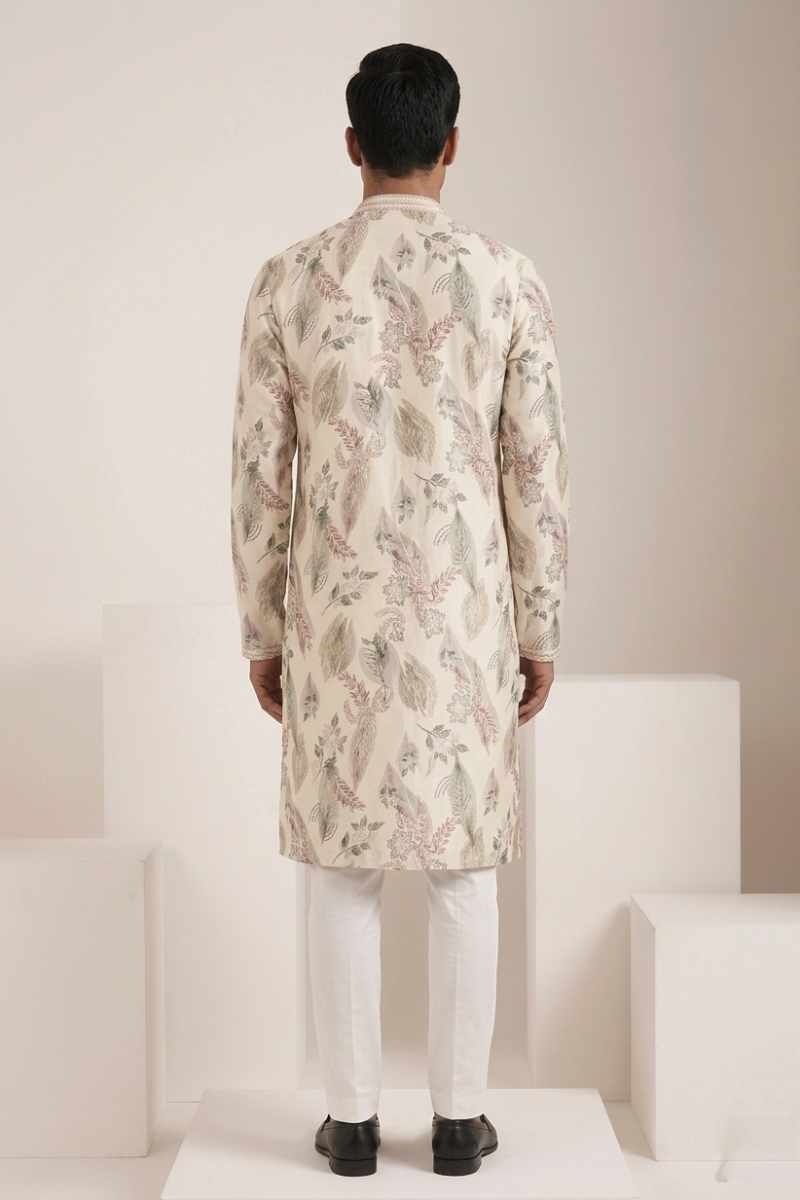 Mehndi colour kurta top with floral print