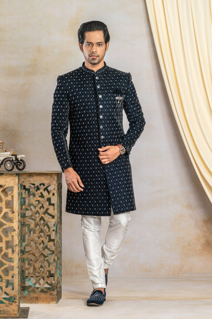Buy Amzira Men Blue Cotton Silk Indo Western Dress Set - L Online at Best  Prices in India - JioMart.